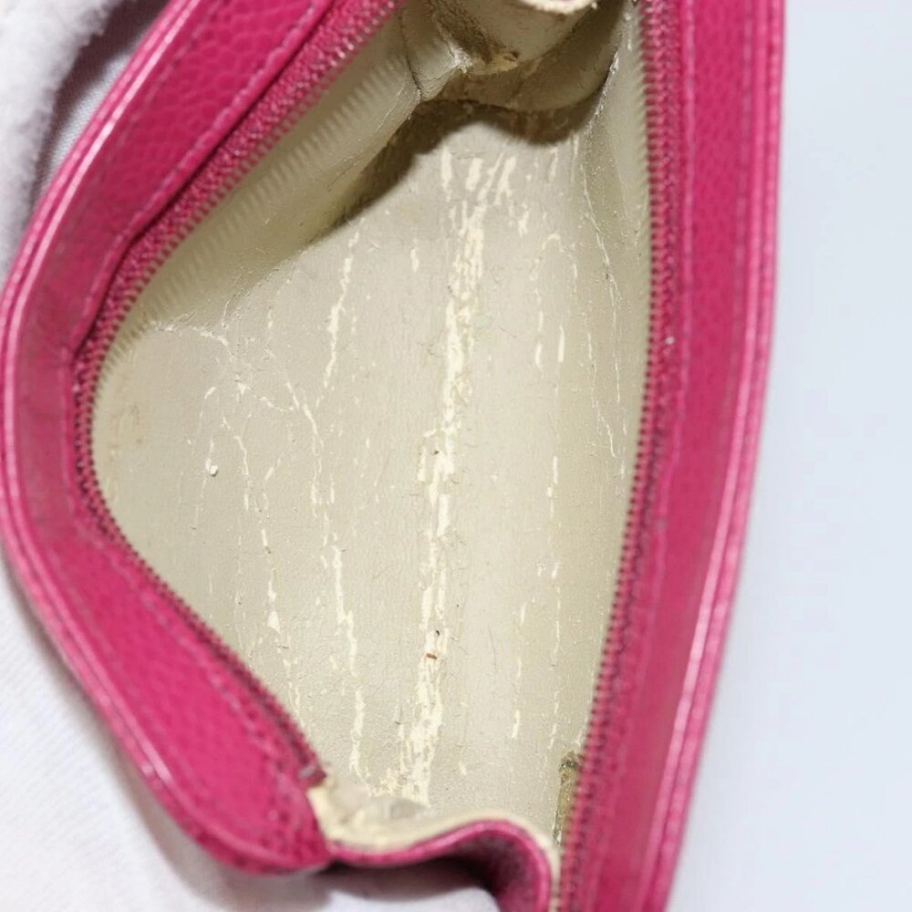 CHANEL COCO Mark Pouch Grained Calf Skin Pink Gold CC Auth 152429 - Picture 16 of 16